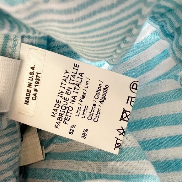 New Linen European High Rise Shorts Casual Summer Elastic Waisted Made In Italy - Picture 9 of 12